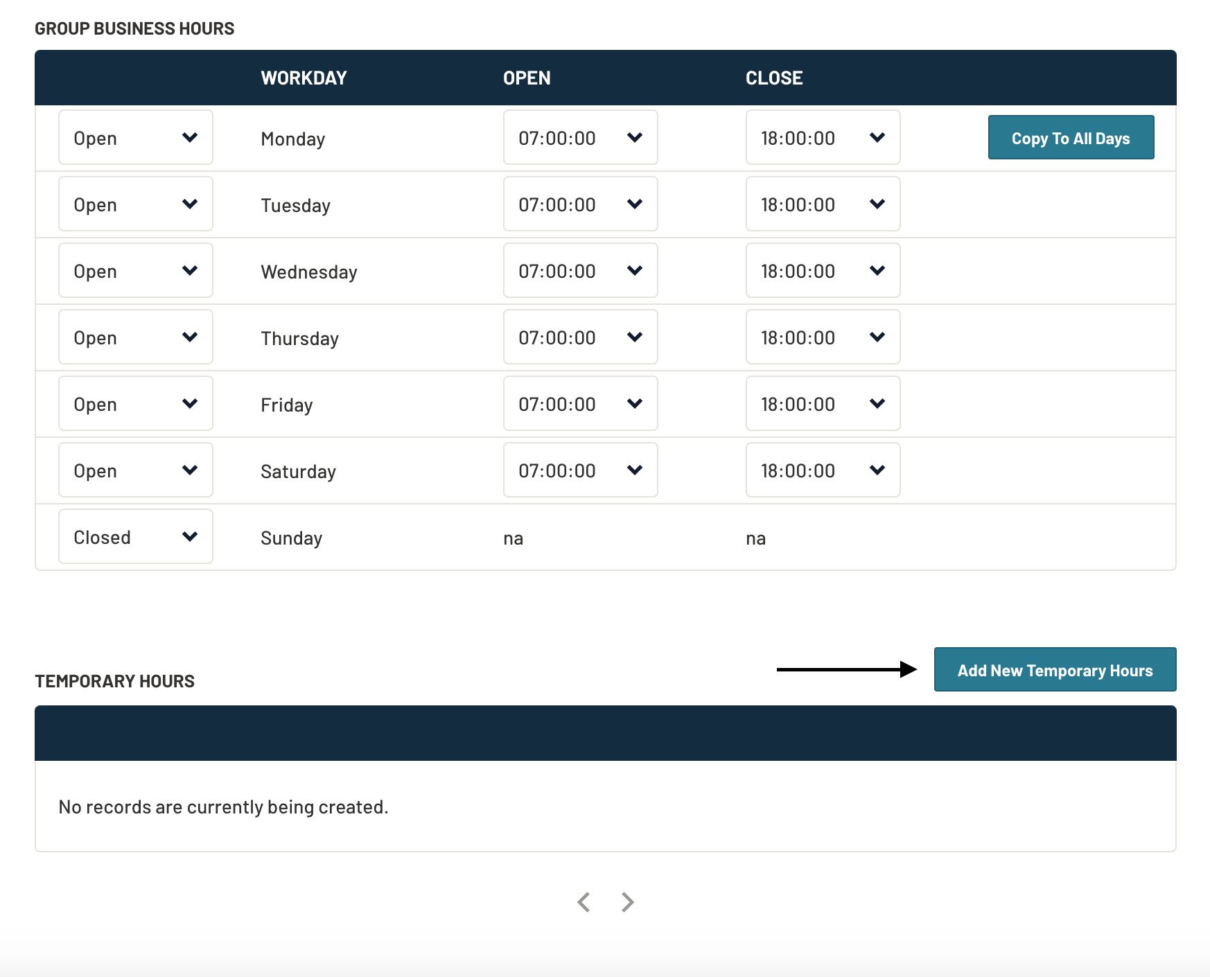 After Hours Message & Temporary Hours